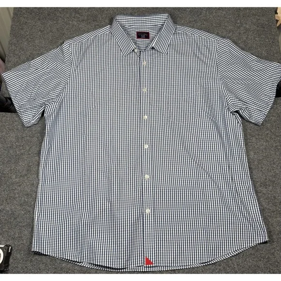 Untuckit Men Size 2XL Cappellano Shirt Short Sleeve Blue Gingham Check - Picture 4 of 8